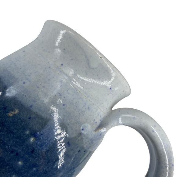 Pottery Mug Blue Signed Rustic Floral Design Coffee Tea Cup Ombre Studio Art - Picture 9 of 14